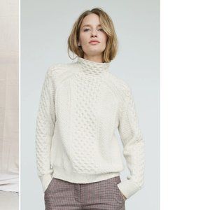 Vince | Mixed Cable Wool & Cashmere Blend Sweater In Off White/Marzipan Sz. XS